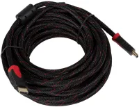 Посилений кабель Hdmi to Hdmi 15м 1080p в обмотці, кабель-подовжувач HDMI-HDMI 15m 15 m 15 м 15 м для монітора і телевізора в обплетенні Чорно Червоний