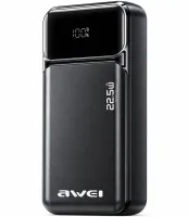 Портативное зарядное устройство Power Bank Awei PA-92 20000 мАч 22.5W внешний аккумулятор повербанк с быстрой зарядкой и дисплеем для телефона Type-C