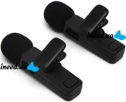 Петличный двойной микрофон Wireless Microphone K15 петличка с прищепкой на одежду 2 микрофона Type-C Lightning с шумоподавлением для блогера K-15