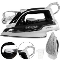 Operatec OP-1006 2200W manual steam iron with ceramic soleplate and steam regulator for ironing and steaming clothes from the mains Black