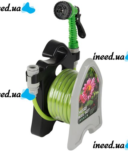 Садовый поливочный набор Roll Garden Hose Reel LY-907 водяной шланг 10 м на катушке с пистолетом распылителем 3/8" комплект для полива 7 режимов
