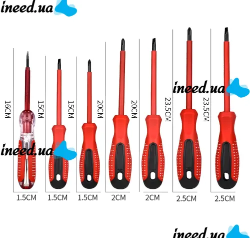 Набір діелектричних викруток Screwdriver Set 7653 7 предметів, ручний комплект інструментів з діелектричним покриттям у чохлі для захисту від струму