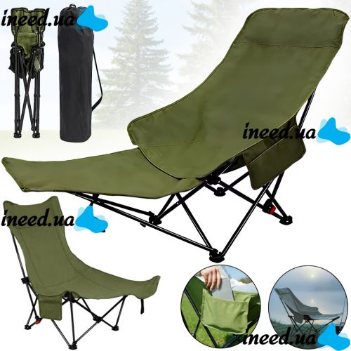 Раскладное кресло шезлонг Паук Lesko DL-274 Green до 120 кг для кемпинга 160х55х60 см складной туристический лежак раскладушка в чехле Зеленый Ranger