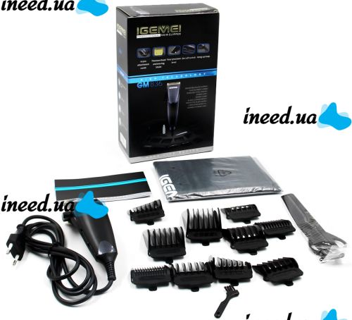 Men's hair clipper Gemei GM-836 wired trimmer for cutting and edging beard and mustache with replaceable nozzles in a case from IGemei network