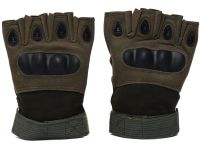 Тактические перчатки с открытыми пальцами Glove Support 7844 беспалые мужские военные перчатки с противоударными вставками для защиты костяшек Хаки