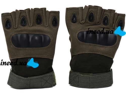 Тактические перчатки с открытыми пальцами Glove Support 7844 беспалые мужские военные перчатки с противоударными вставками для защиты костяшек Хаки