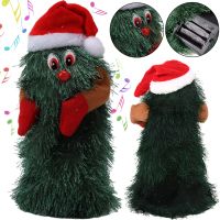 Танцующая рождественская елка Dancing Xmas Tree ET02 интерактивная новогодняя игрушка 17х10 см вращающаяся музыкальная ёлка в шапке на батарейках