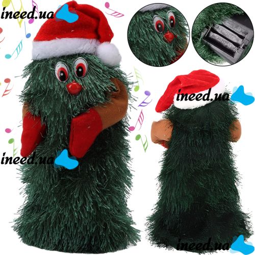 Танцующая рождественская елка Dancing Xmas Tree ET02 интерактивная новогодняя игрушка 17х10 см вращающаяся музыкальная ёлка в шапке на батарейках