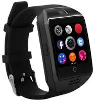Умные наручные смарт часы Smart Watch Q18 c камерой, диктофоном и фитнес трекером, аккумуляторные Bluetooth часы с пульсометром Smartix Черные