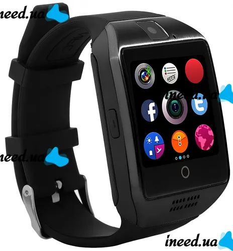 Умные наручные смарт часы Smart Watch Q18 c камерой, диктофоном и фитнес трекером, аккумуляторные Bluetooth часы с пульсометром Smartix Черные