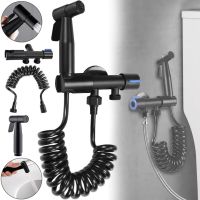 Набор для гигиенического душа Handheld Bidet Sprayer Set AA22-2 Черный ручной смеситель лейка с держателем и шлангом из нержавеющей стали для биде