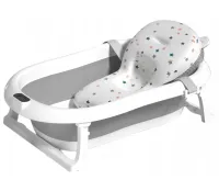 Складная детская ванна для купания Smart Babyhood BH-334G раскладная ванночка для младенцев с LED термометром, подушкой и ручкой для душа Серая
