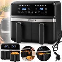 Двойная аэрогриль мультипечь Skyberg SB-317 10 л 4800W сенсорная двухкамерная аэрофритюрница с 2 корзинами, таймером и регулировкой температуры