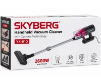 Ручной вертикальный пылесос Skyberg YX-610 2 в 1 с фильтром для сухой уборки 2600W циклонный проводной пылесос с контейнером и насадками от сети 220V