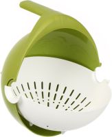 Double Colander with Bowl Mesh Strainer Drain Basket JM-615 2 in 1 Drain Bowl-Colander with Sieve, Plastic Bucket for washing fruits and vegetables Green