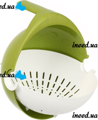 Double Colander with Bowl Mesh Strainer Drain Basket JM-615 2 in 1 Drain Bowl-Colander with Sieve, Plastic Bucket for washing fruits and vegetables Green