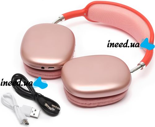 Накладные беспроводные наушники Bluetooth Macaron P9 Max с Aux полноразмерные блютуз стереонаушники со слотом карты памяти MicroSD, TF Card Красные
