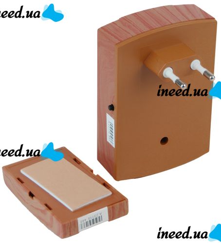 Дверной звонок Luckarm A601 от розетки 220V Brown беспроводная кнопка передатчик сигнала и приемник от сети на 32 мелодии для входной двери до 150 м