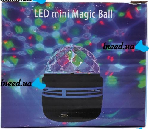 Дискошар-проектор звездного неба Led Mini Magic Ball настольный RGB проектор, круглый светодиодный LED светильник, 3D ночник дискошар USB Черный