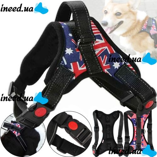 Нейлоновая шлейка жилет для выгула собак, щенков Dog Harness Set нагрудный регулируемый ремень для животных с грудным обхватом для домашних питомцев