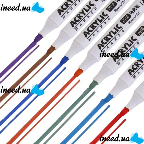 Профессиональный набор скетч маркеров Creative Acrylic Marker 12 шт для рисования в ведре, Акриловые маркеры фломастеры линеры 12шт AND635-12 цветов