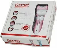 Беспроводная электробритва Gemei GM-3052 Pro 3в1 с насадками пемза эпилятор с двойным лезвием для зоны бикини и ног, Женская бритва Gemmy Розовая