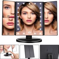 Cosmetic Triple Mirror with Touch Button Superstar Magnifying Mirror JN-817 3 in 1 with Magnification, Folding Mirror with LED Backlight Black