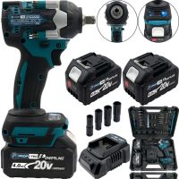 Беспроводной ударный гайковерт Makita DTW500BL 20V 4Ah 2 аккумулятора, Аккумуляторный бесщеточный гайковерт PROFI-TEC 350 Нм с головками в кейсе