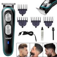 Беспроводная универсальная машинка VGR V-055 для стрижки и бороды 10W, Аккумуляторный окантовочный триммер для ухода за бородой и усами с насадками