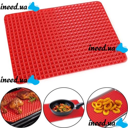 Антипригарный силиконовый коврик для выпечки Pyramid Pan Fat-Reduction Silicone Cooking Mat, Противень для гриля и запекания, Подставка под горячее