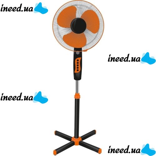 Підлоговий вентилятор Domotec MS-1619 40 см stand fan 16" дюймів 40W помаранчевий Домотек Orange на телескопічній ніжці з поворотом і нахилом
