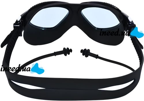 Очки для плавания Conquest Uv Shield Anti-Fog защитная маска с двойным регулируемым ремешком, берушами и защитой от УФ в чехле для бассейна 17х5 см