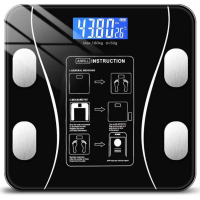 Электронные напольные фитнес весы Digital A-8003 Black до 180 кг c Bluetooth и приложением на телефон, Черные умные смарт весы с Led дисплеем