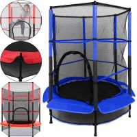 Детский батут Tilly BT-RJ-0072 140 см до 60 кг с защитной сеткой и мягкой обшивкой, Круглый батут YH-D007 на пружинах для дома и улицы для детей