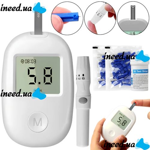 Глюкометр с тест полосками Blood Glucose Meter G-171A аппарат для измерения и контроля сахара в крови, тестер глюкозы для диабетиков на батарейках