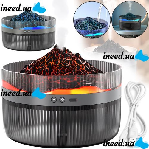 Humidifier Night Light Volcano Volcano Humidifier K3 2 L Desktop Ultrasonic Aroma Diffuser with Flame Effect and LED Backlight