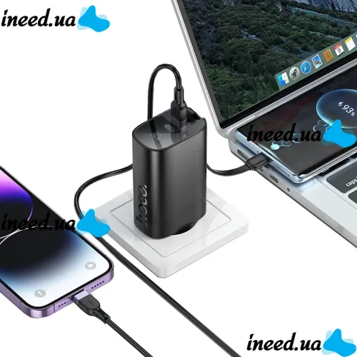 Сетевое зарядное устройство Hoco J148 PD20W Power Bank 5000 mAh портативный внешний аккумулятор Type-C повербанк с кабелем и адаптером для зарядки
