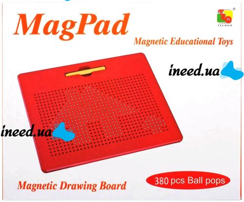 Магнитная доска для рисования шариками MagPad 1763-1 на 380 магнитов со стилусом, детский развивающий магнитный планшет для творчества TSQ-380