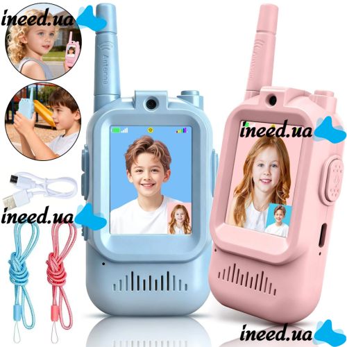 Детская рация с видеосвязью  Video Walkie Talkie JK200 2 штуки аккумуляторная Wi-Fi видео-рация с цветным дисплеем и видеочатом для детей от 6 лет