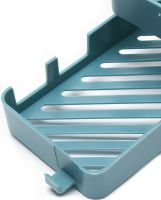 Полка органайзер на кран Faucet Rack LY-282 многофункциональный подвесной поворотный держатель на 3 яруса для мочалок и мыла на смеситель Голубой