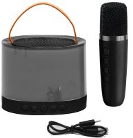 Аккумуляторная колонка караоке Smart Portable Speaker K52 акустическая Bluetooth система с беспроводным микрофоном и RGB цветомузыкой AUX TF USB