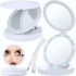 Round Folding Makeup Mirror Large Led Mirror W0-29 Cosmetic Folding Mirror on an Adjustable Stand with Magnification on Batteries