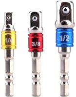 Набор переходников с шестигранным хвостовиком Drillpro 3Pcs 1/2, 1/4, 3/8 дюйма комплект шестигранных насадок бит, торцевые головки для шуруповерта