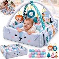 Детский развивающий коврик Ricokids Rabbit FK-2946 3в1 интерактивный манеж с мягкими бортиками, сухой бассейн с игрушками шариками для новорожденных