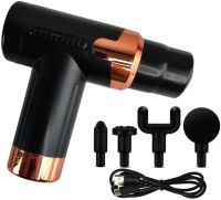 Мышечный ударный массажер Smart Fascia Massager JY-760 4 насадки, ручной перкуссионный вибромассажер пистолет для мышц тела на аккумулятор JY760