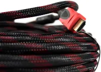 Посилений кабель Hdmi to Hdmi 15м 1080p в обмотці, кабель-подовжувач HDMI-HDMI 15m 15 m 15 м 15 м для монітора і телевізора в обплетенні Чорно Червоний