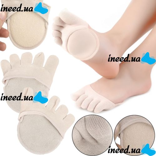Носки от мозолей и натоптышей Five Finger Invisible Socks LY-398 силиконовые противоскользящие подушки полуноски, накладки от натирания для стопы
