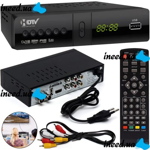 Цифровой эфирный тюнер Openbox Gold 11077 DVB-T2 приставка для телевизора с дисплеем, ТВ ресивер EL-009 c разъёмом под WiFi и пультом IPTV, HDMI H.264