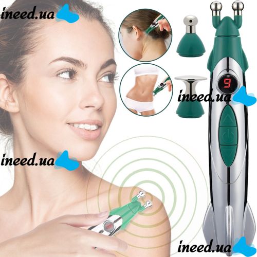 Масажна ручка з 3 насадками головками для терапії Rocket Pain Relief Pen 3 в 1 імпульсний ручний акупунктурний масажер для зняття болю всього тіла