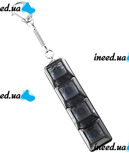 Брелок антистресс кейкап Switch Keychain SK-04 игрушка кликер с 4 механическими клавишами, карабином для ключей и RGB подсветкой Черная Jedel